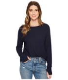 Michael Stars Madison Brushed Jersey Scoop Neck Top With Thumbholes (passport) Women's Clothing