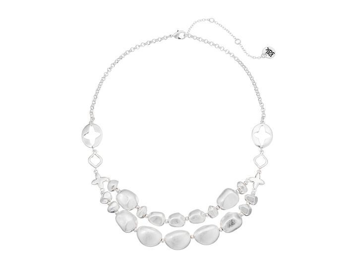 The Sak Double Layer Beaded Necklace 16 (silver) Necklace