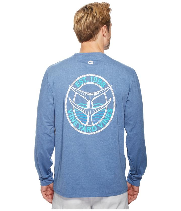 Vineyard Vines Long Sleeve Performance Tuna Tail T-shirt (moonshine) Men's T Shirt