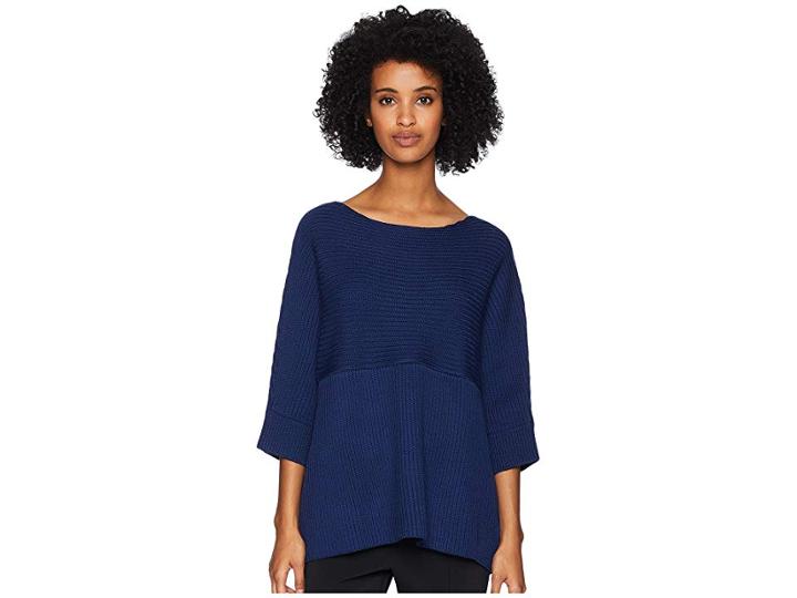 Neil Barrett Fall Away Rib Sweater (blue) Women's Sweater