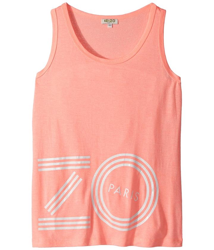 Kenzo Kids Logo Tank (big Kids) (neon Corail) Girl's Sleeveless