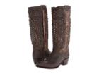 Frye Deborah Deco Tall (dark Brown Glazed Vintage Leather) Women's Shoes