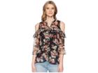 Scully Lucinda Floral Cold Shoulder Top W/ Tank (black) Women's Clothing