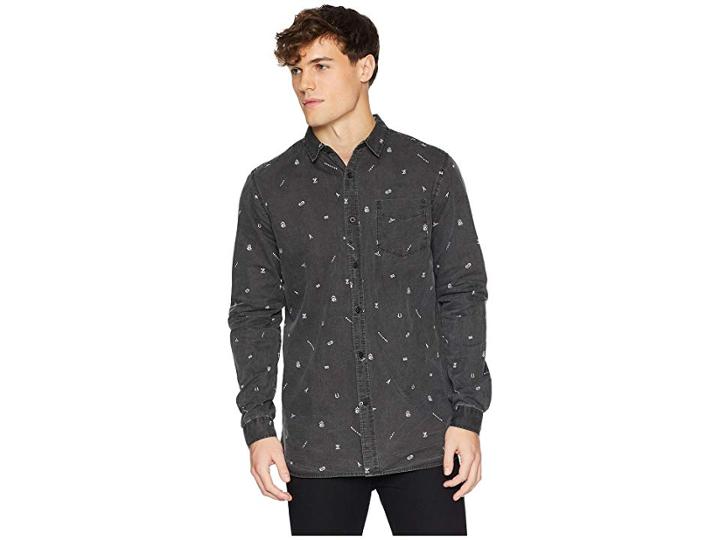 Globe Lost Vegas Long Sleeve Shirt (vintage Black) Men's Clothing