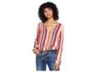 Jack By Bb Dakota Grigio Girl Sunset Stripe Printed Crepe De Chine Top (ivory) Women's Clothing