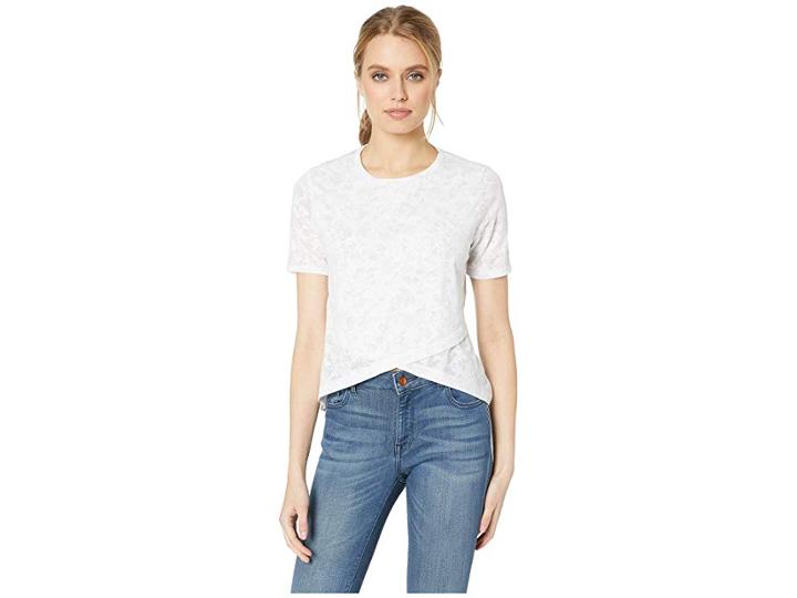 Bcbgeneration Cross Front Short Sleeve Knit Top (optic White) Women's Clothing