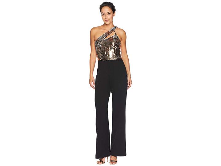 Alexia Admor One Shoulder Sequin Jumpsuit (black Multi) Women's Jumpsuit & Rompers One Piece