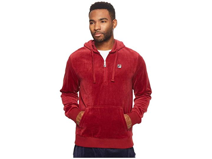 Fila Velour Hoodie Jacket (biking Red) Men's Coat