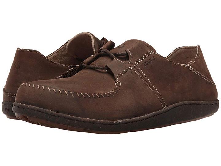 Olukai Honua Leather (dark Wood/dark Wood) Men's Shoes