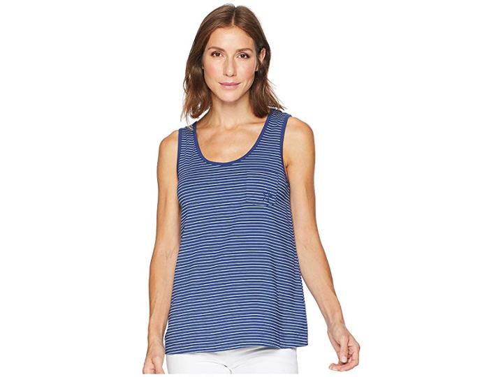 Fresh Produce Pinstripe Siesta Key Pocket Tank (moonlight Blue) Women's Sleeveless
