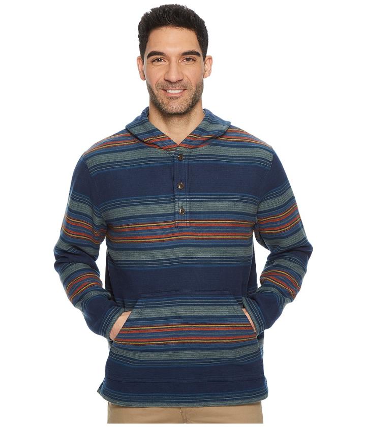 Pendleton Serape Stripe Popover Hoodie (blue/green Stripe) Men's Sweatshirt
