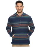Pendleton Serape Stripe Popover Hoodie (blue/green Stripe) Men's Sweatshirt