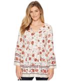Miss Me Floral V-neck Bell Sleeve Tunic (cream White) Women's Clothing