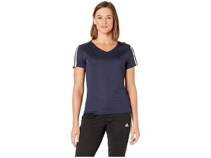 Adidas Running 3-stripes Tee (legend Ink/white) Women's T Shirt