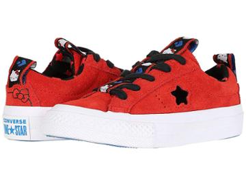 Converse Kids Hello Kitty(r) One Star Ox (little Kid) (fiery Red) Girls Shoes