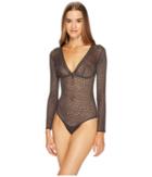 Else Pebble Deep V Long Sleeve Bodysuit (slate) Women's Jumpsuit & Rompers One Piece