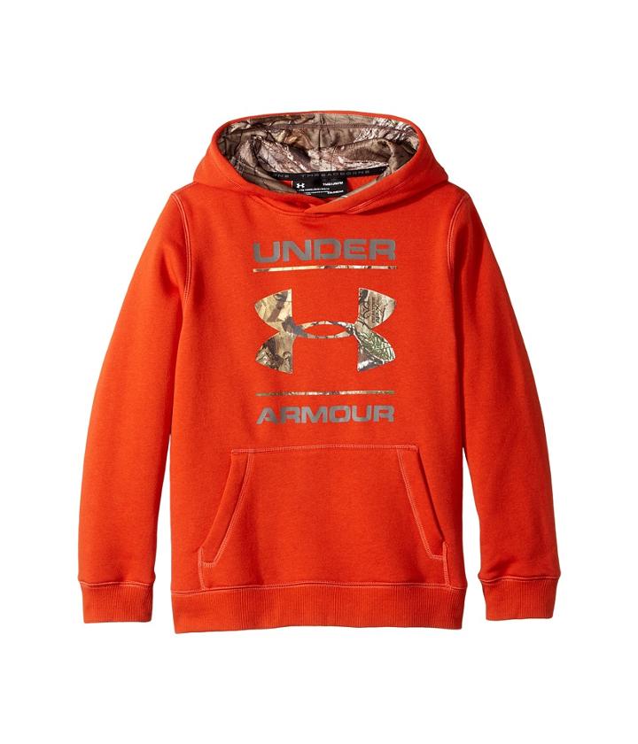 Under Armour Kids Ua Rival Camo Fill Hoodie (big Kids) (blast/maverick Brown/realtree Ap-xtra) Boy's Sweatshirt