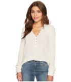 Lucky Brand Embroidered Henley (marshmallow) Women's Clothing