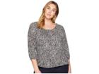 Michael Michael Kors Plus Size Boho Block Scoop Neck Peasant Top (black/maroon) Women's Clothing