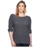 Lucky Brand Plus Size Off Shoulder Sweater (storm Grey) Women's Sweater
