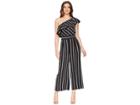 Laundry By Shelli Segal One Shoulder Stripe Jumpsuit With Pockets (black) Women's Jumpsuit & Rompers One Piece