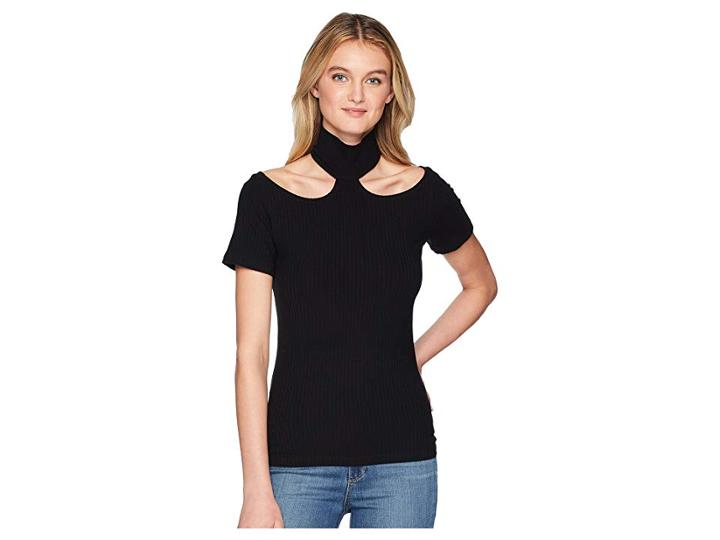 Lna Franklin Rib Top (black) Women's Short Sleeve Pullover