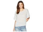 Two By Vince Camuto Drop Shoulder Ruffle Sleeve Bar Stripe Blouse (new Ivory) Women's Blouse