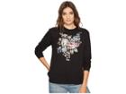 Romeo & Juliet Couture Floral Embroidery Sweatshirt (black) Women's Sweatshirt