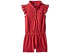 Ralph Lauren Baby Cotton Flutter-sleeve Romper (infant) (nantucket Red) Girl's Jumpsuit & Rompers One Piece