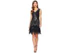 Unique Vintage 1920s Style Beaded Sylvie Flapper Dress (black/silver) Women's Dress