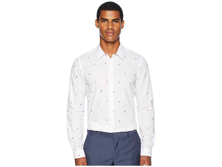 Paul Smith Long Sleeve Tailored Fit Shirt Mini Apples (white) Men's T Shirt