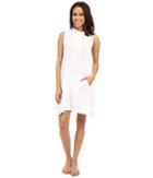 Allen Allen Sleeveless Hooded Henley Dress (white) Women's Dress