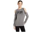 U.s. Polo Assn. Cold Shoulder Fleece (dark Heather Grey) Women's Sweater