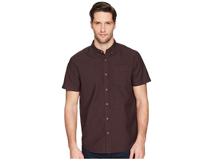 Prana Broderick Texture Short Sleeve (acacia Brown) Men's Short Sleeve Button Up