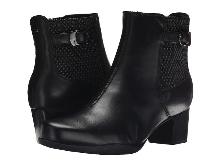 Clarks Rosalyn Lara (black Leather) Women's Zip Boots