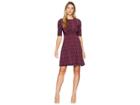 Donna Morgan Short Sleeve Jersey Dress With Crisscross Waist (merlot/mustard Multi) Women's Dress