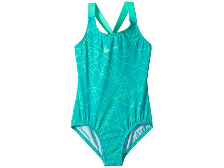 Nike Kids Nova Flare Prism Crossback One-piece (little Kids/big Kids) (clear Emerald) Girl's Swimsuits One Piece