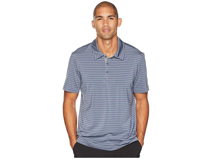 Adidas Golf Ultimate 2-color Stripe Polo (tech Ink/grey Three) Men's Clothing