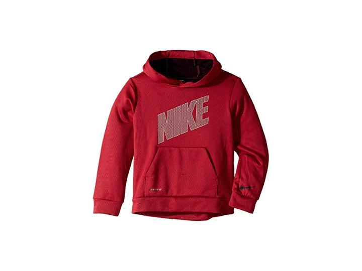 Nike Kids Mesh Face Therma Pullover Hoodie (toddler) (red Crush) Boy's Sweatshirt