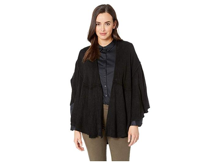 Collection Xiix Circle Ruffle Ruana (black) Women's Clothing