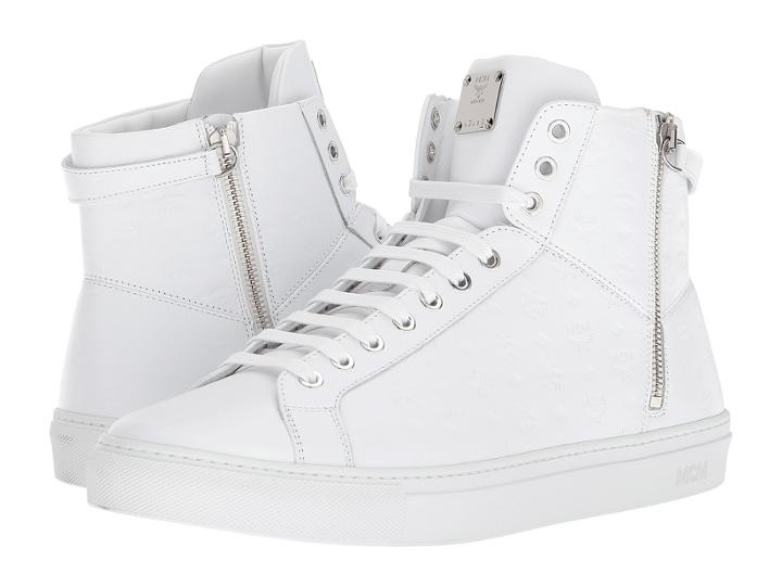 Mcm Embossed Logo High Top Turnlock Sneaker (white) Men's Shoes