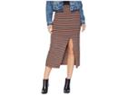 Bcbgmaxazria Multicolor Stripe Rib High-waist Pencil Skirt (dark Olive) Women's Skirt