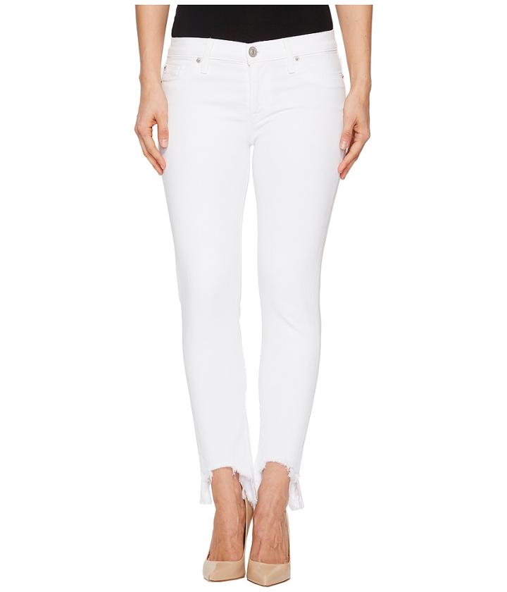 Hudson Tally Mid-rise Skinny Crop W/ Chewed Hem In Destroyed Optical White (destroyed Optical White) Women's Jeans
