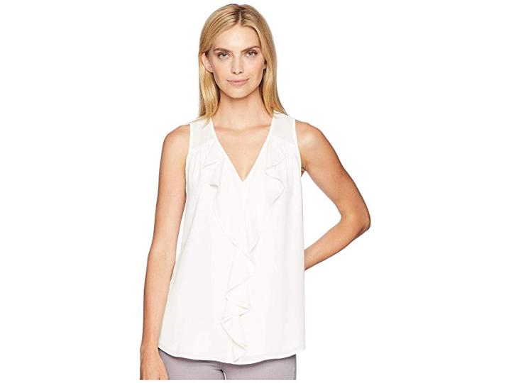 Karen Kane Waterfall Ruffle Top (cream) Women's Clothing