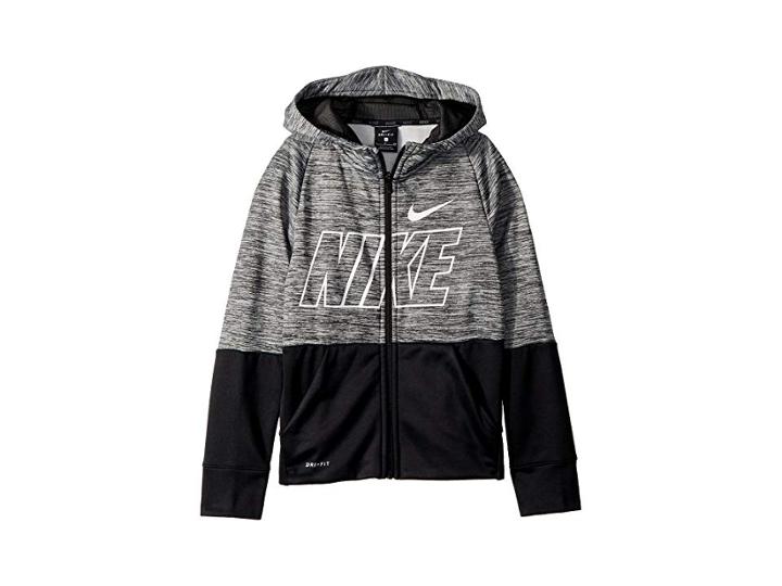 Nike Kids Therma Full Zip Graphic Training Hoodie (big Kids) (black/pure/black/white) Boy's Sweatshirt