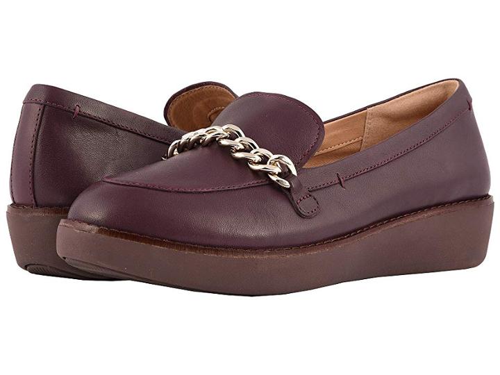 Fitflop Petrina Chain Moccasin (deep Plum) Women's  Shoes