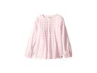 Vineyard Vines Kids Lookout Gingham Popover (toddler/little Kids/big Kids) (flamingo) Girl's Blouse