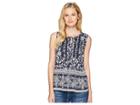 Lucky Brand Sleeveless Lace Mix Top (navy Multi) Women's Clothing