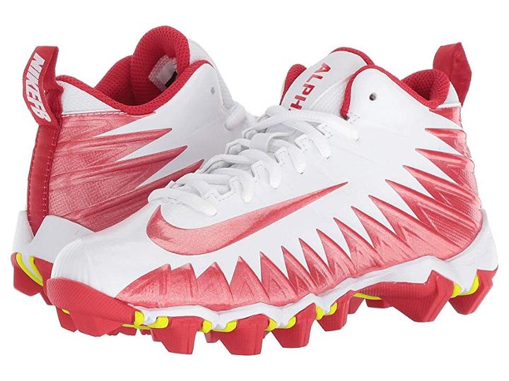 Nike Kids Alpha Menace Shark Football (toddler/little Kid/big Kid) (white/university Red/university Red) Kids Shoes