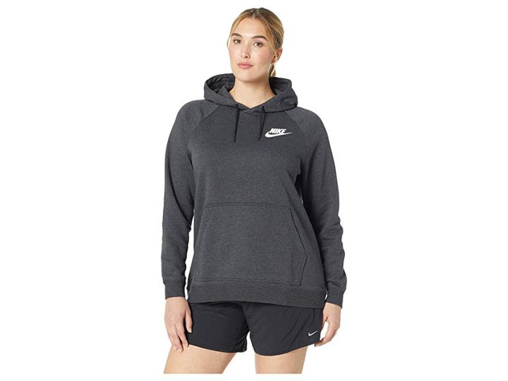 Nike Plus Size Rally Extended Hoodie (black Heather/black/white) Women's Sweatshirt